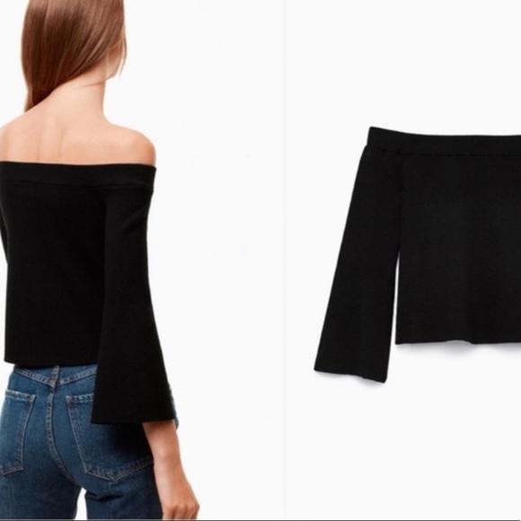 Aritzia Wilfred Fleur Sweater Bell Sleeve In Black - Picture 2 of 8